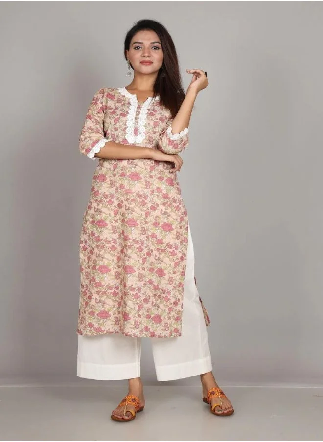 زيري سوق Mocha Lace Cotton Kurta