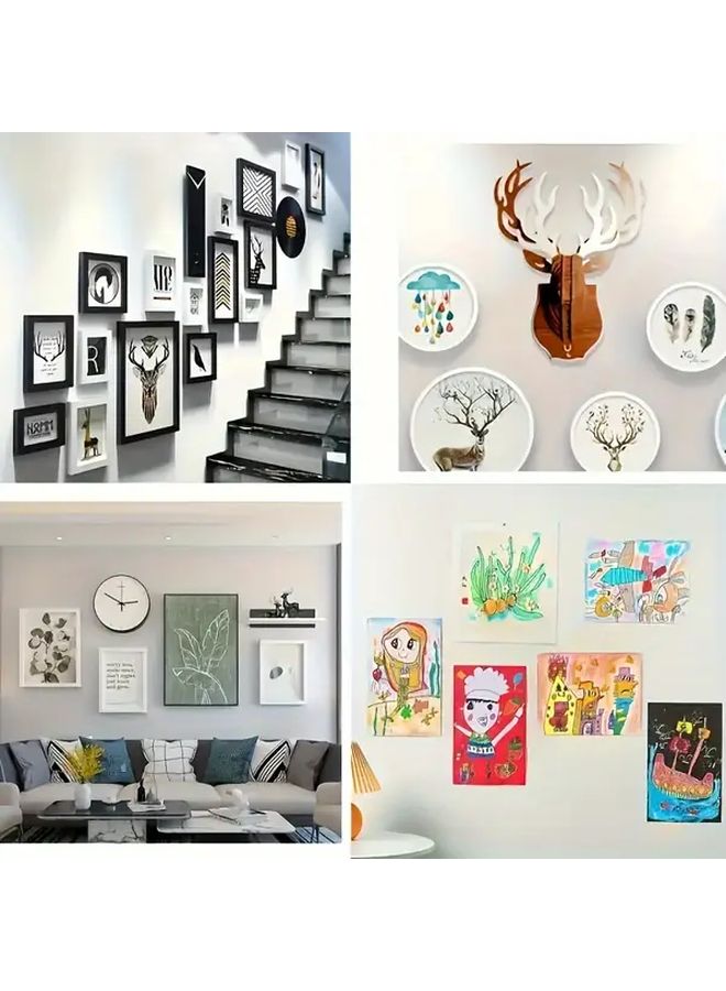 White Heavy Duty Adhesive Picture Hanging Strips 24pcs No Residue Removable Wall Hooks - Image 4