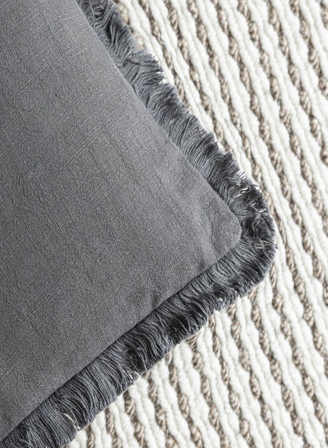 Foindtower Set of 2 Decorative Linen Fringe Throw Pillow Covers Cozy Boho Farmhouse Cushion Cover with Tassels Soft Accent Pillowcase for Couch Sofa Bed Living Room Home Decor, 26×26 Inch, Gray - Image 3