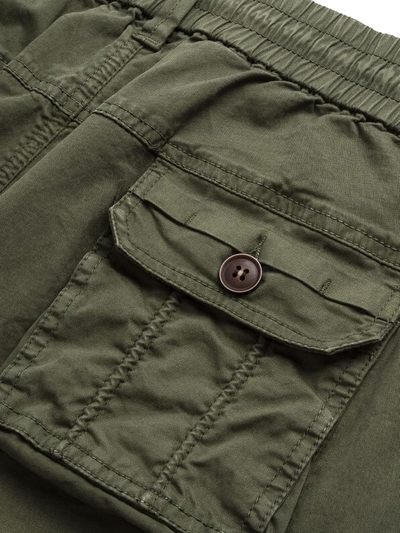 FOURSTEEDS Women's Mid Rise Drawstring Elastic Waist Multi-Pocket Cargo Pants - Army Green - Image 5