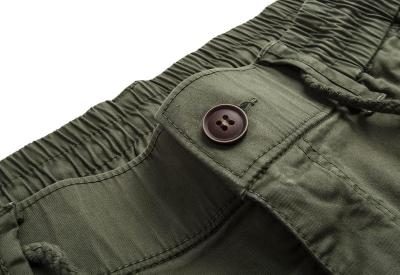 FOURSTEEDS Women's Mid Rise Drawstring Elastic Waist Multi-Pocket Cargo Pants - Army Green - Image 3