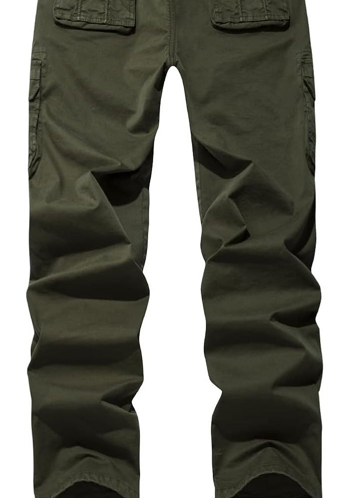 FOURSTEEDS Women's Mid Rise Drawstring Elastic Waist Multi-Pocket Cargo Pants - Army Green - Image 2