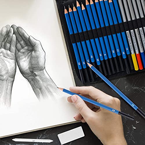 Corslet Professional 72 Art Graphite Water Colour Pencils Set Sketch Book Charcoal Metallic Watercolor Pencil Sketching Kit for Artist Kit with Case Beginners Painting Kit Coloring Set Drawing Kit - Image 5