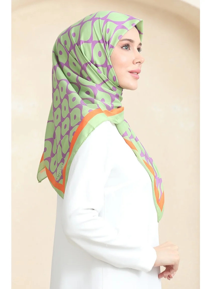 Sefa Merve Soft Cotton Scarf 19090-08 Oil Green Purple