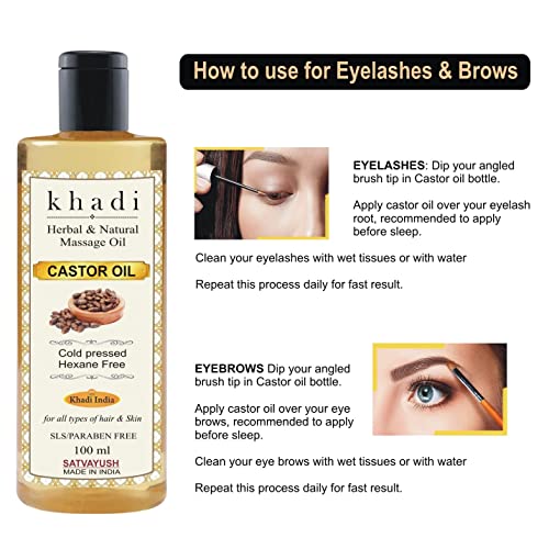 Satvayush Khadi Castor Oil Cold pressed Herbal Oil - For Skin & Hair 100 ml (Pack of 1) - Image 3