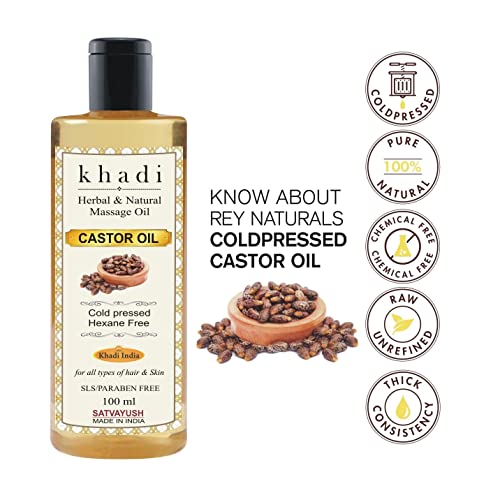 Satvayush Khadi Castor Oil Cold pressed Herbal Oil - For Skin & Hair 100 ml (Pack of 1) - Image 2