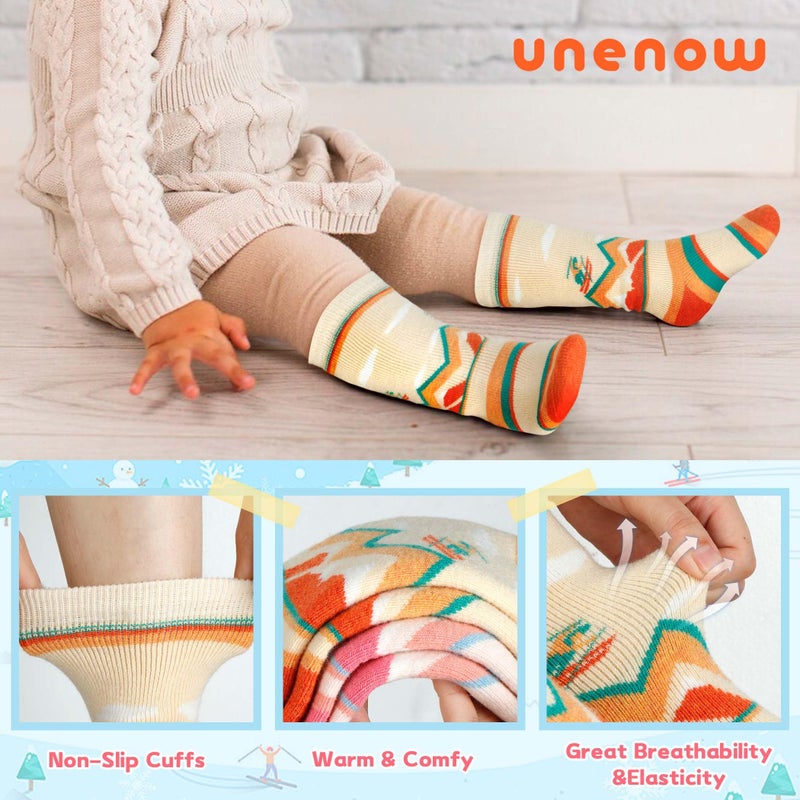 unenow Merino Wool Ski Socks Kids 2 Pairs, Winter Warm Snowboarding Thermal Socks for Boys Girls Toddlers - Image 2