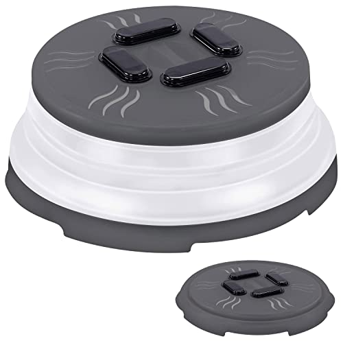 Hover Cover Collapsible Magnetic Splatter Cover 10Inch Clear BPAFree Food Lid Vented Plate Guard with Steam Vents AntiSplash Microwave Lid Dishwasher Safe SpaceSaving Magnetic Storage Charcoal