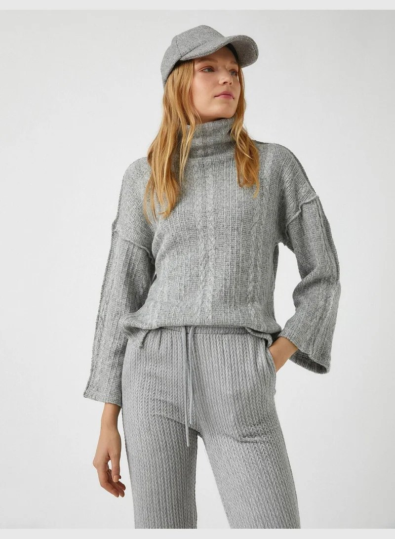 كوتون Turtleneck Wide Sleeve Sweater