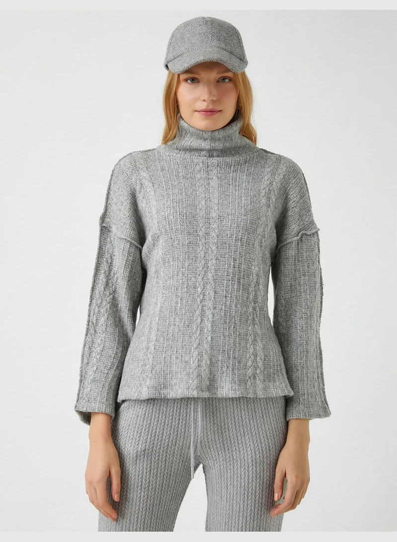 كوتون Turtleneck Wide Sleeve Sweater
