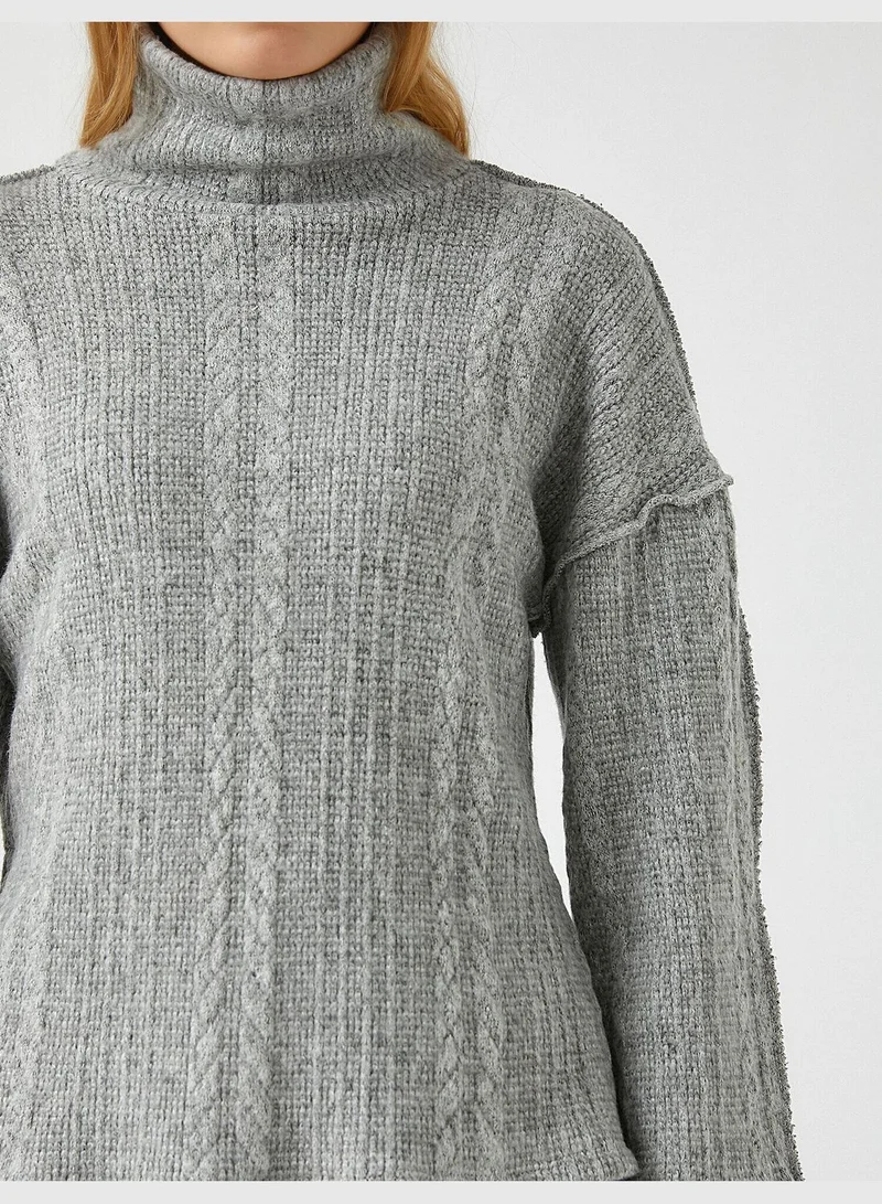 كوتون Turtleneck Wide Sleeve Sweater