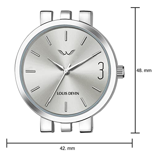 LOUIS DEVIN Stainless Steel Chain Analog Wrist Watch For Men G051-Slv-Ch, Silver Dial, Silver Band - Image 4