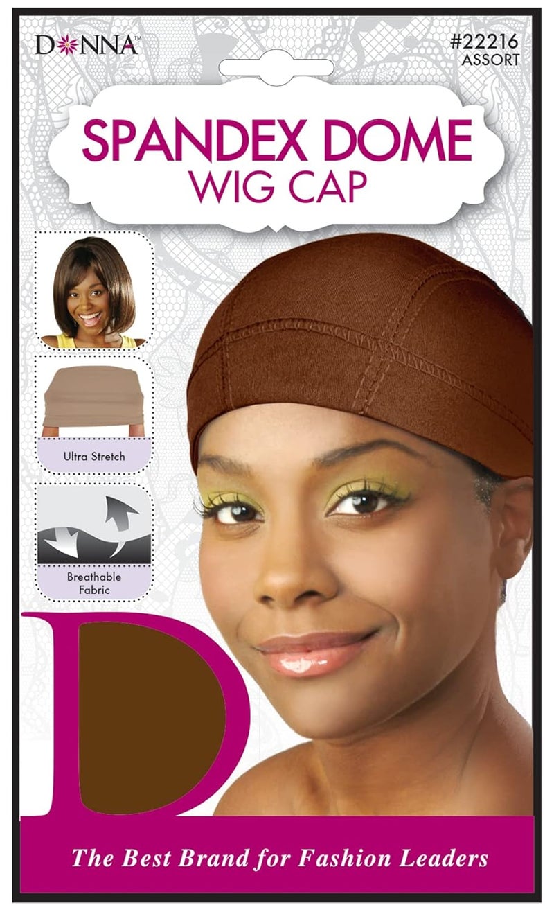 DONNA Spandex Dome Wig Cap Wig Head Wig Caps for Women Hair Net Brown