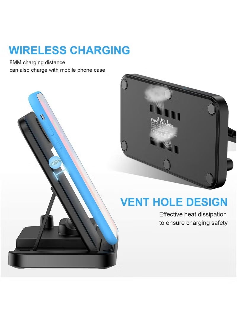 REBENUO Wireless Charger, 4 in 1 Fast Wireless Charging Station phon Watch, Pencil Charging Dock - Image 3
