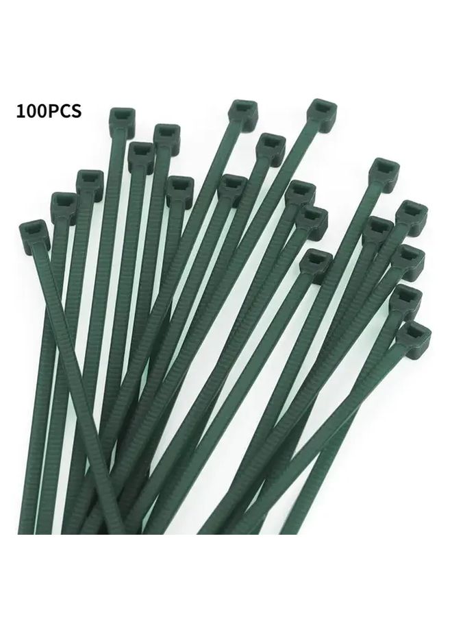 100 Pack Green Self Locking Zip Ties Durable Cable Ties For Gardening Fencing Christmas Tree Farming Grid And Wall Decoration No Battery Required - Image 1
