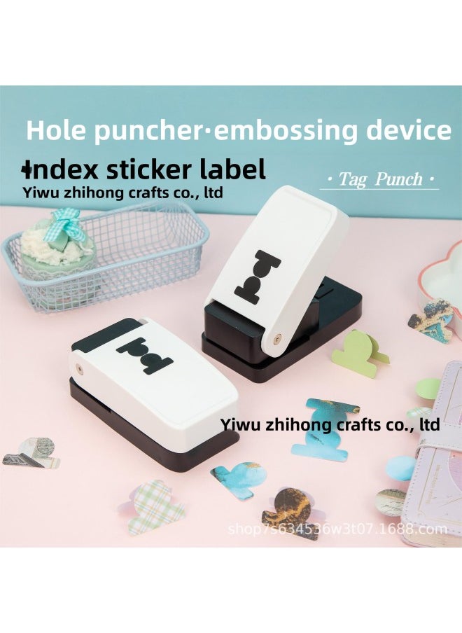 Generic - Self-made Index Label Punching Machine Diy Hand Account Separator Page Punch Creative Children's Hand Embossing Machine-Color:Index Labeling Machine: Full Circle Label - Image 1