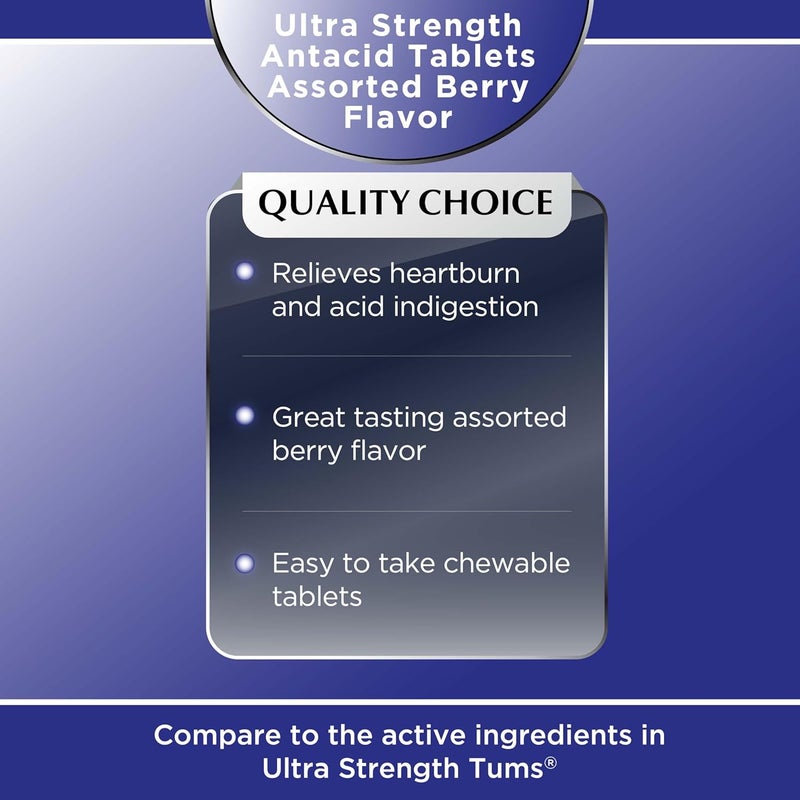 Quality Choice Antacid Relief Bundle Calcium Carbonate Chewable Tablets 72 Count and Effervescent Antacid and Pain Relief Tablets 24 Count - Image 5