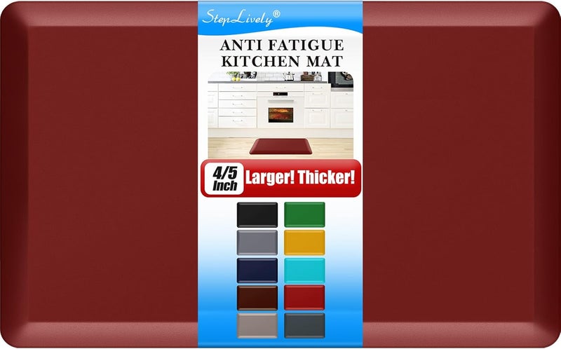 StepLively 4/5 Inch Thick Kitchen Mats for Floor,Mat for Kitchen,Floor,Office,Sofa (17.3''x28'' Red) - Image 1