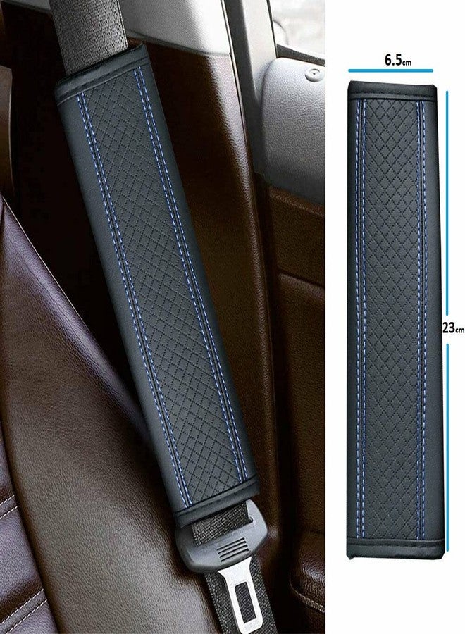 BAGILO Car Seat Belt Shoulder Pad Cover Car Safety Belt Pad (Black Blue Line) - Image 1
