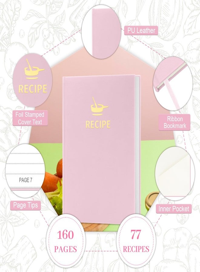 BLESWIN Blank Recipe Book to Write in Your Own Recipes, Stylish Hardcover Recipe Notebook, 7" x 9.6" Recipe Journal for Cooking Lovers, Perfect DIY Cookbook to Organize Your Recipes, Pink - Image 4