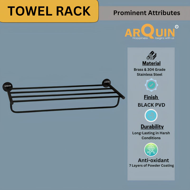 ARQUIN ARQUIN VITA 304 Grade Stainless Steel Towel Rack/Towel Rack/Bathroom Accessories (Black Matt, Pack of 2)  - Image 3