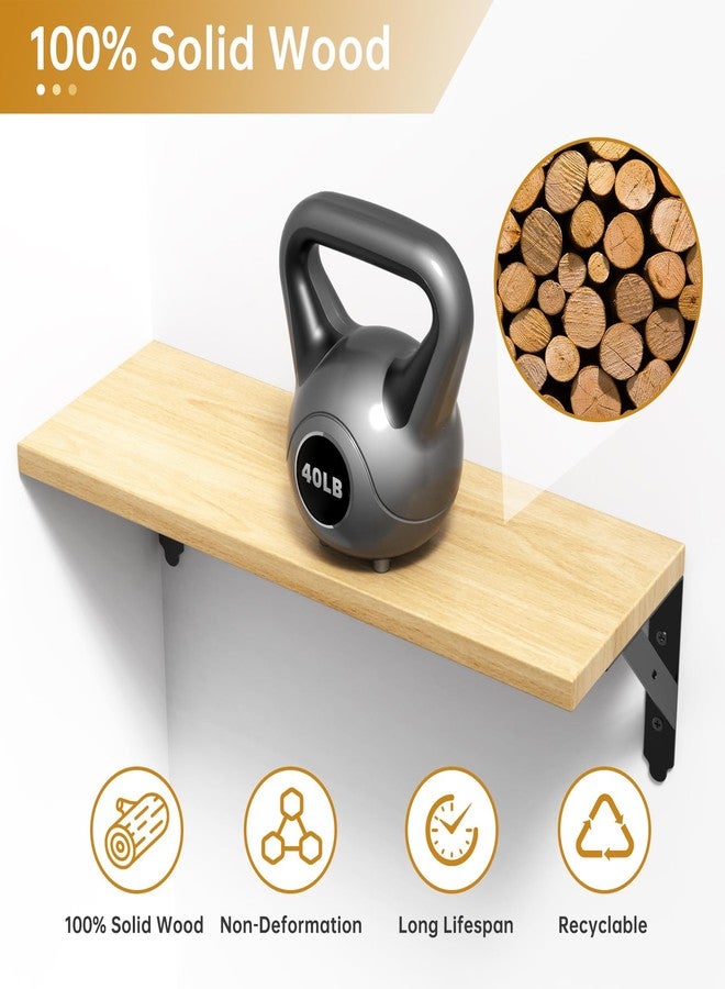 ROMGUAR CRAFT Floating Shelves Wall Mounted Set of 4, Rustic Wood Storage Display Wall Shelves, 17" Shelf Organizer for Home Decor, Bathroom, Kitchen, Bedroom, Living Room, Office (Natural) - Image 3