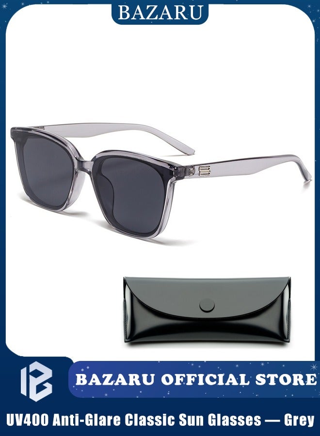بازار نظارات شمسية مستقطبة للرجال والنساء - نظارات شمسية كلاسيكية مضادة للتوهج UV400، حماية كاملة من الأشعة فوق البنفسجية للقيادة وصيد الأسماك والسفر (رمادي) - Image 1