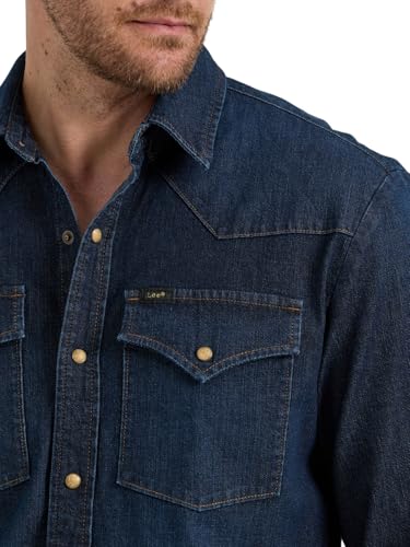 Lee Men's Heritage Western Shirt, Inky Blue Vintage Wash, X-Large - Image 2