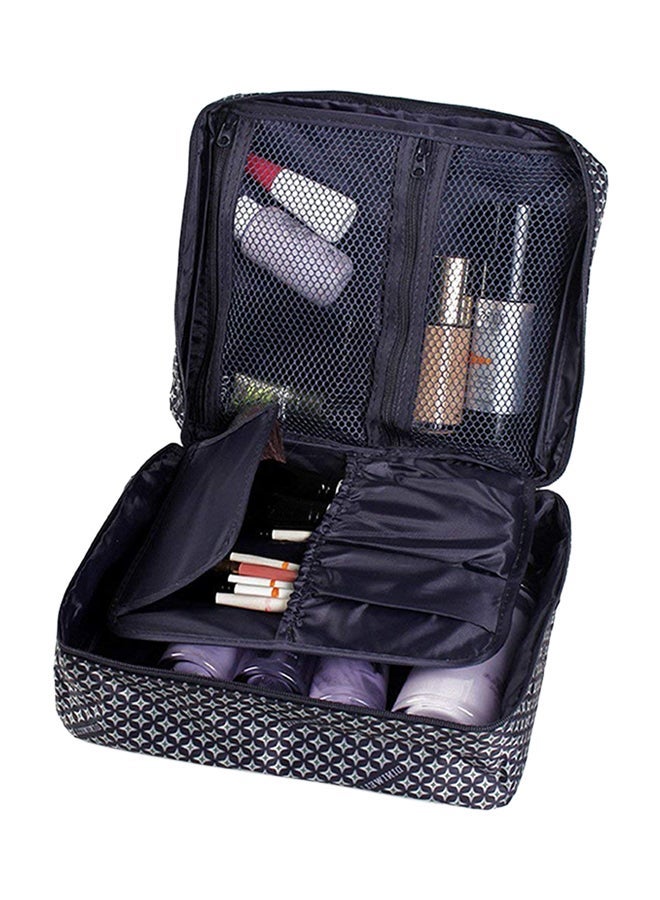 NIBEMINENT Portable Waterproof Cosmetic Makeup Toiletry Bag Black/White - Image 1