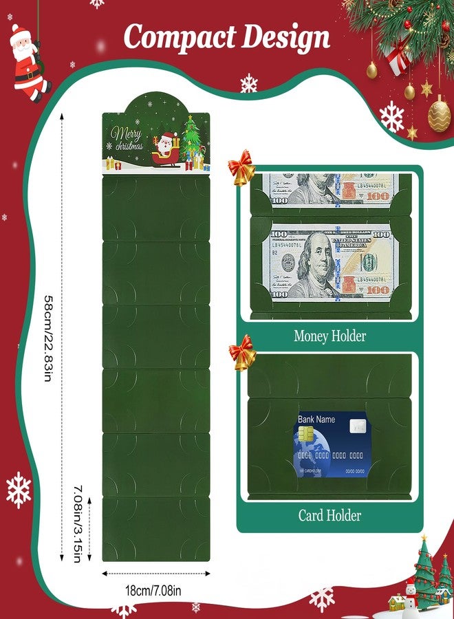MoKo Christmas Money Holder for Cash, Money Holders for Christmas Gifts, Foldable Gift Card Holder with 6 Slots, Xmas Party Santa Cash Gift Card Supplies, Green - Image 2