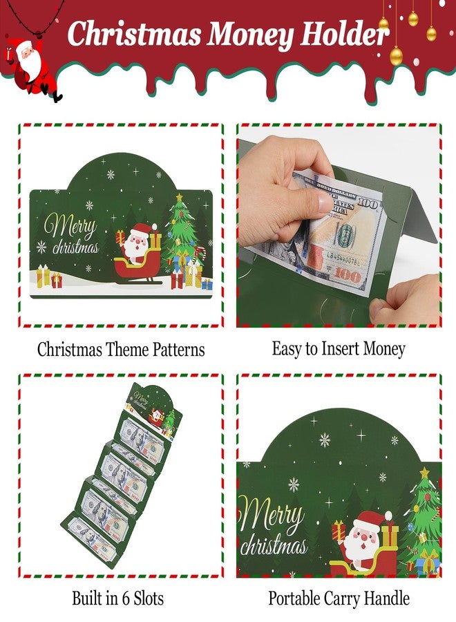 MoKo Christmas Money Holder for Cash, Money Holders for Christmas Gifts, Foldable Gift Card Holder with 6 Slots, Xmas Party Santa Cash Gift Card Supplies, Green - Image 3