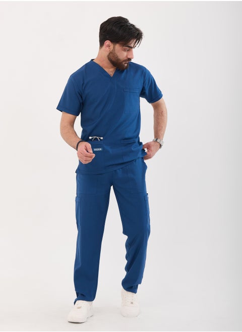 Caesar Scrub for Men - Strength and comfort in a cottonh Petroleum  design that fits you all day long