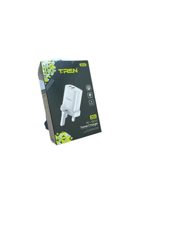 General T-REN 20W Fast Charging Charger with USB and BD ports provides you with an ultra-fast charging experience and is compatible with all your mobile devices. Featuring a compact design and reliable perf  - Image 3