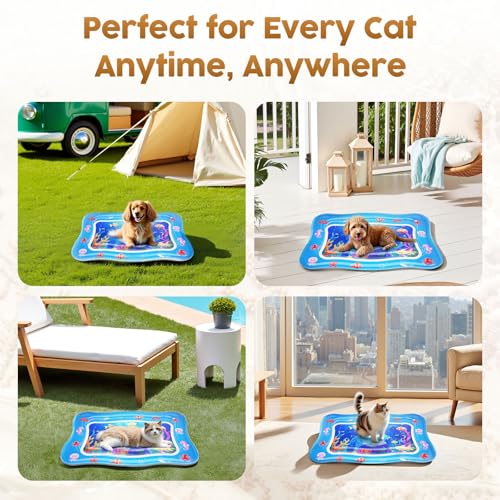 Catpick joy Cat Water Mat Interactive Cat Toys Upgraded Thickened 07mm PVC Cooling Heating Water Bed with Floating Fish AntiScratch Leak Proof Foldable Water Sensor Play Mat for indoorOutdoor Cats - Image 3