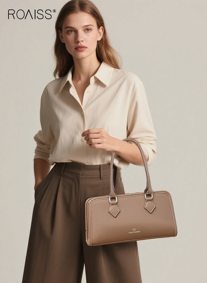 roaiss Women's French Retro Underarm Bags Horizontal Square PU Material Simple Shoulder Bag Ladies High End Large Capacity Handbags Suitable for Daily Use Work Casual Outfit - Image 3