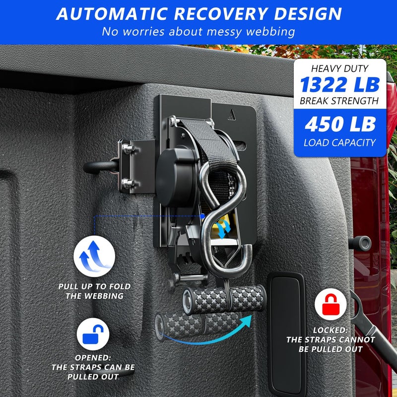 SZYANG قطعتان من أشرطة ربط قابلة للسحب من Szyang متوافقة مع 2019-2025 Chevy Silverado Gmc Sierra 1500 استبدال حزام السقاطة لملحقات Chevy Silverado - Image 2