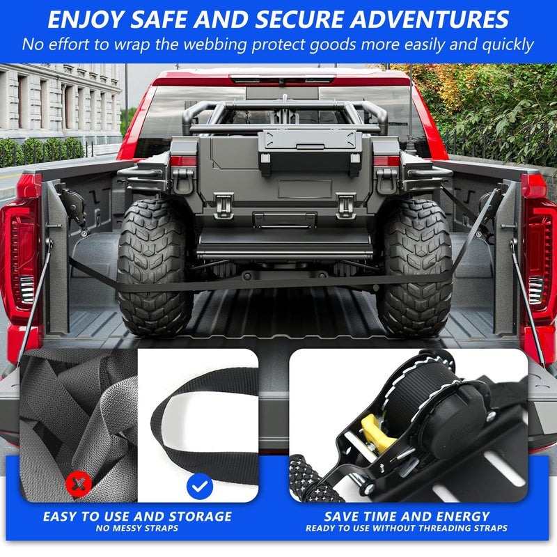 SZYANG قطعتان من أشرطة ربط قابلة للسحب من Szyang متوافقة مع 2019-2025 Chevy Silverado Gmc Sierra 1500 استبدال حزام السقاطة لملحقات Chevy Silverado - Image 4