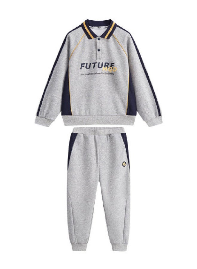 مكد ملابس الأولاد للأطفال الكبار بأسلوب الحرم الجامعي العارض للموسم الخريفي المتعدد الاستخدامات مع طوق مطوي للألعاب الرياضية - Image 1