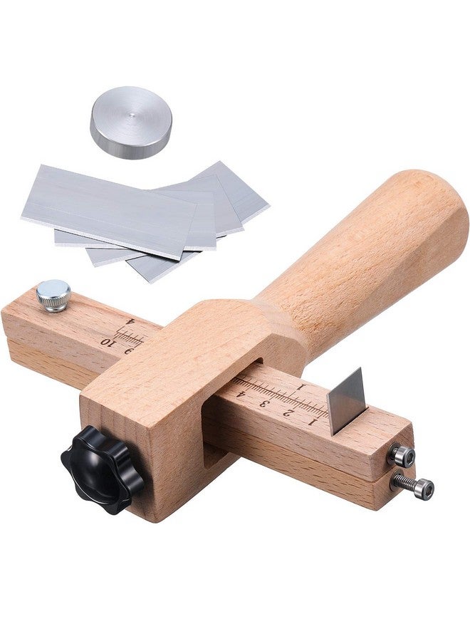 Jovitec Leather Strap Cutter, Strip and Strap Leather Wood DIY Craft Hand Cutting Tool Adjustable with 5 Blades - Image 1