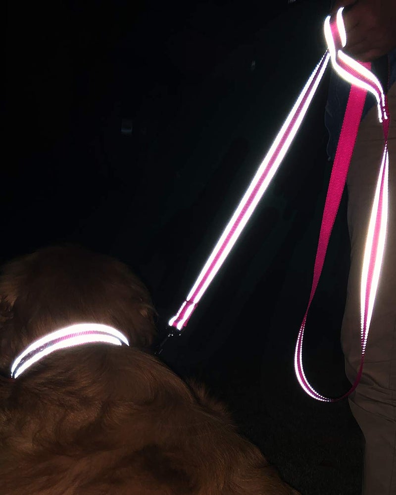 Joytale Dog Leash, 6 FT Double-Sided Reflective, Padded Handle Nylon Heavy Duty Leashes for Medium & Large Dogs Walking, Hotpink - Image 4