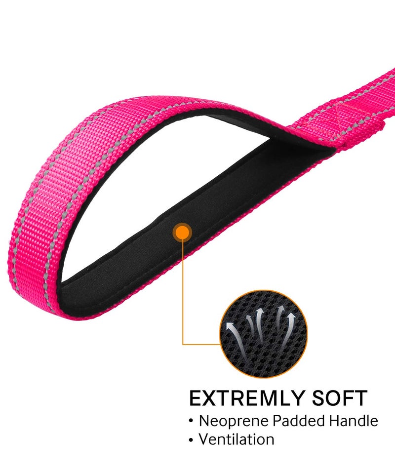 Joytale Dog Leash, 6 FT Double-Sided Reflective, Padded Handle Nylon Heavy Duty Leashes for Medium & Large Dogs Walking, Hotpink - Image 5