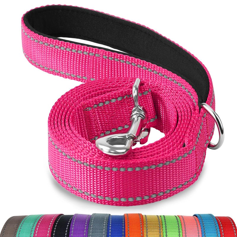 Joytale Dog Leash, 6 FT Double-Sided Reflective, Padded Handle Nylon Heavy Duty Leashes for Medium & Large Dogs Walking, Hotpink - Image 1