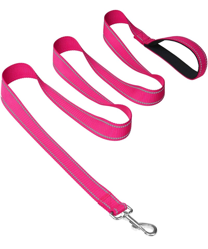 Joytale Dog Leash, 6 FT Double-Sided Reflective, Padded Handle Nylon Heavy Duty Leashes for Medium & Large Dogs Walking, Hotpink - Image 2