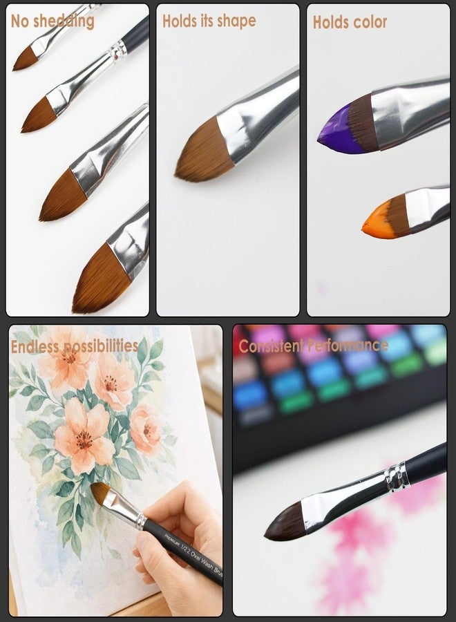 GACDR Cat Tongue Watercolor Brushes Set - 4 PCS Oval Wash Paint Brushes for Acrylic Painting, Water Color Brushes for Adult Floral Petal Artist Paintbrushes - Image 3