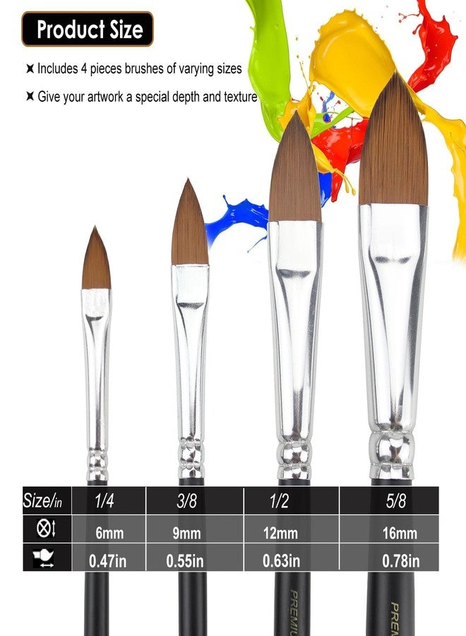 GACDR Cat Tongue Watercolor Brushes Set - 4 PCS Oval Wash Paint Brushes for Acrylic Painting, Water Color Brushes for Adult Floral Petal Artist Paintbrushes - Image 2