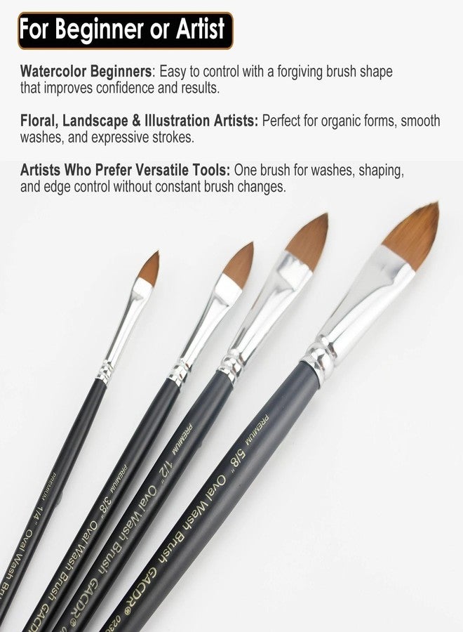 GACDR Cat Tongue Watercolor Brushes Set - 4 PCS Oval Wash Paint Brushes for Acrylic Painting, Water Color Brushes for Adult Floral Petal Artist Paintbrushes - Image 4