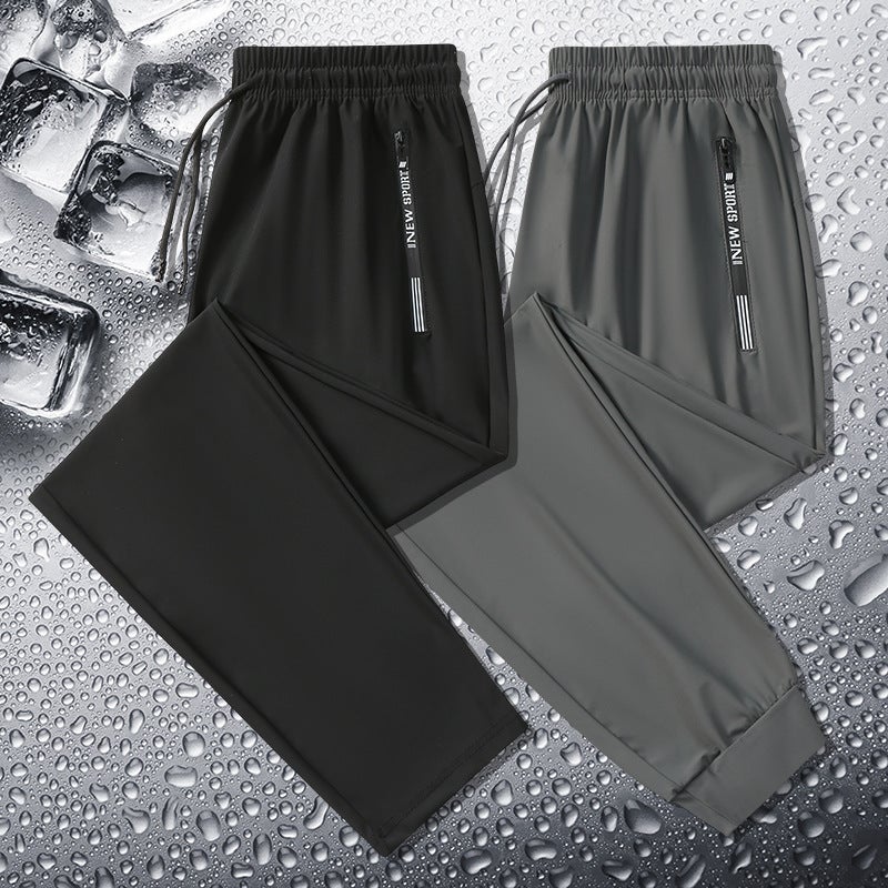Men'S Summer Ice Silk Pants Large Size High Elasticity Lightweight Quick-Drying Casual Sports Pants Loose Leg-Tie Breathable Air-Conditioned Pants - Image 4