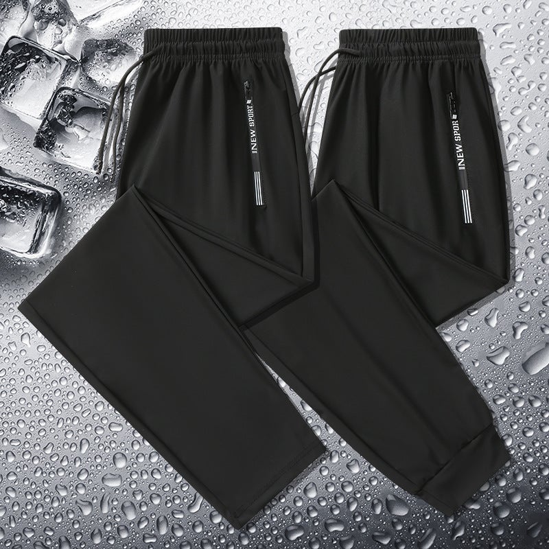 Men'S Summer Ice Silk Pants Large Size High Elasticity Lightweight Quick-Drying Casual Sports Pants Loose Leg-Tie Breathable Air-Conditioned Pants - Image 3