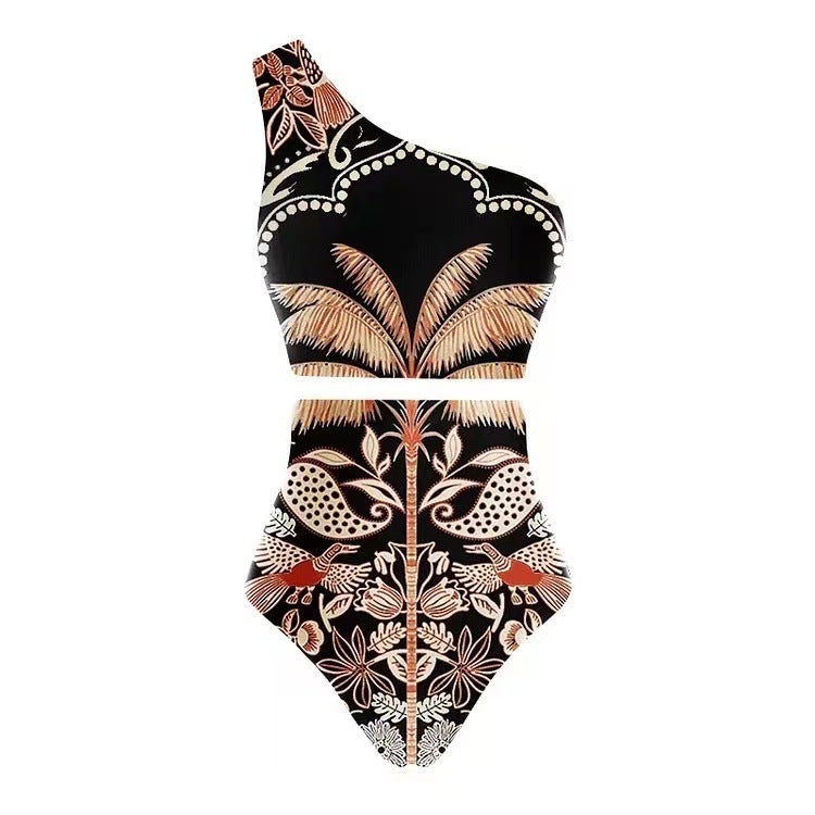 Suit Bikini One-Piece Swimsuit Wrap Skirt Vintage Beach Dress Backless Swimwear Bikini - Image 1