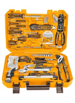 INGCO Hand Tools Set 168pcs, Include Wire Stripper, Claw Hammer, Adjustable Wrench, Pump Plier, Cobination Pliers, Hacksaw, Hex Key Set, Snap-off Blade Knife, Screwdivers and more - HKTHP21681  - Image 1